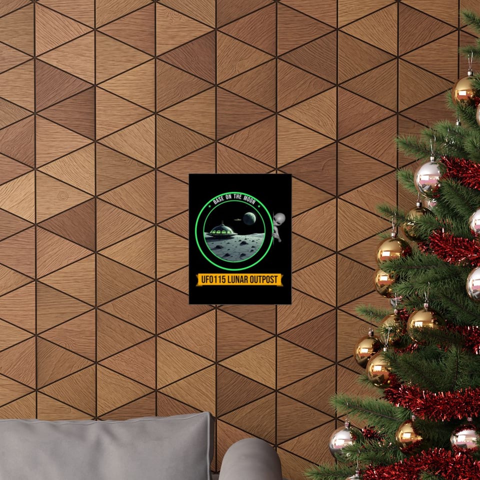Base on the Moon Mission Patch Poster, context 1 view (Printify product mockup)