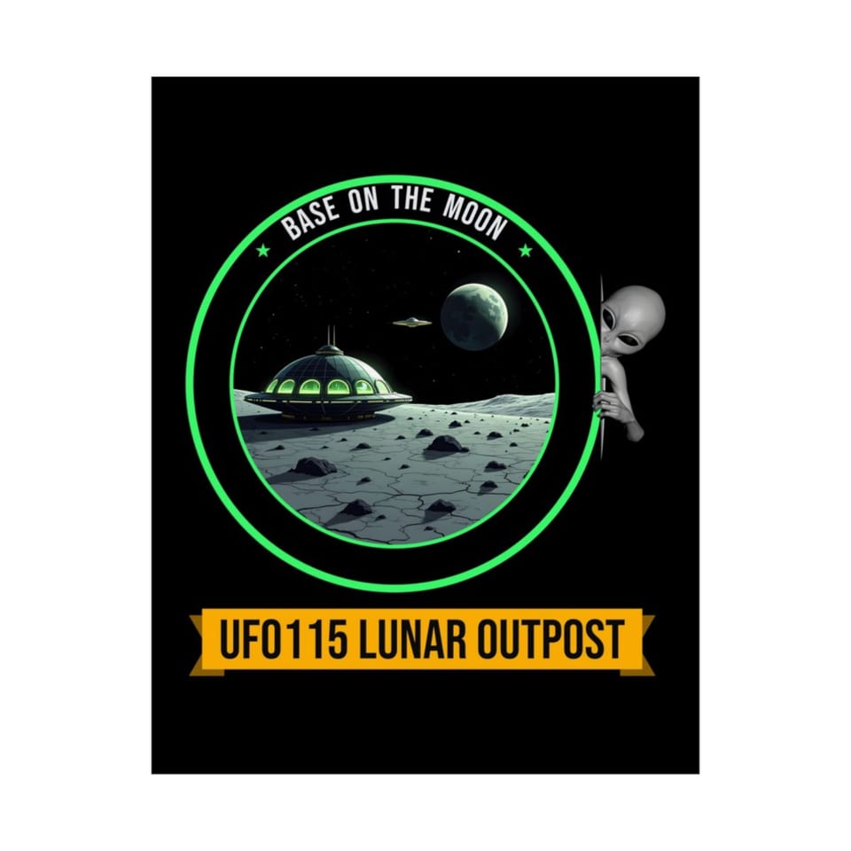 Base on the Moon Mission Patch Poster, front 2 view (Printify product mockup)