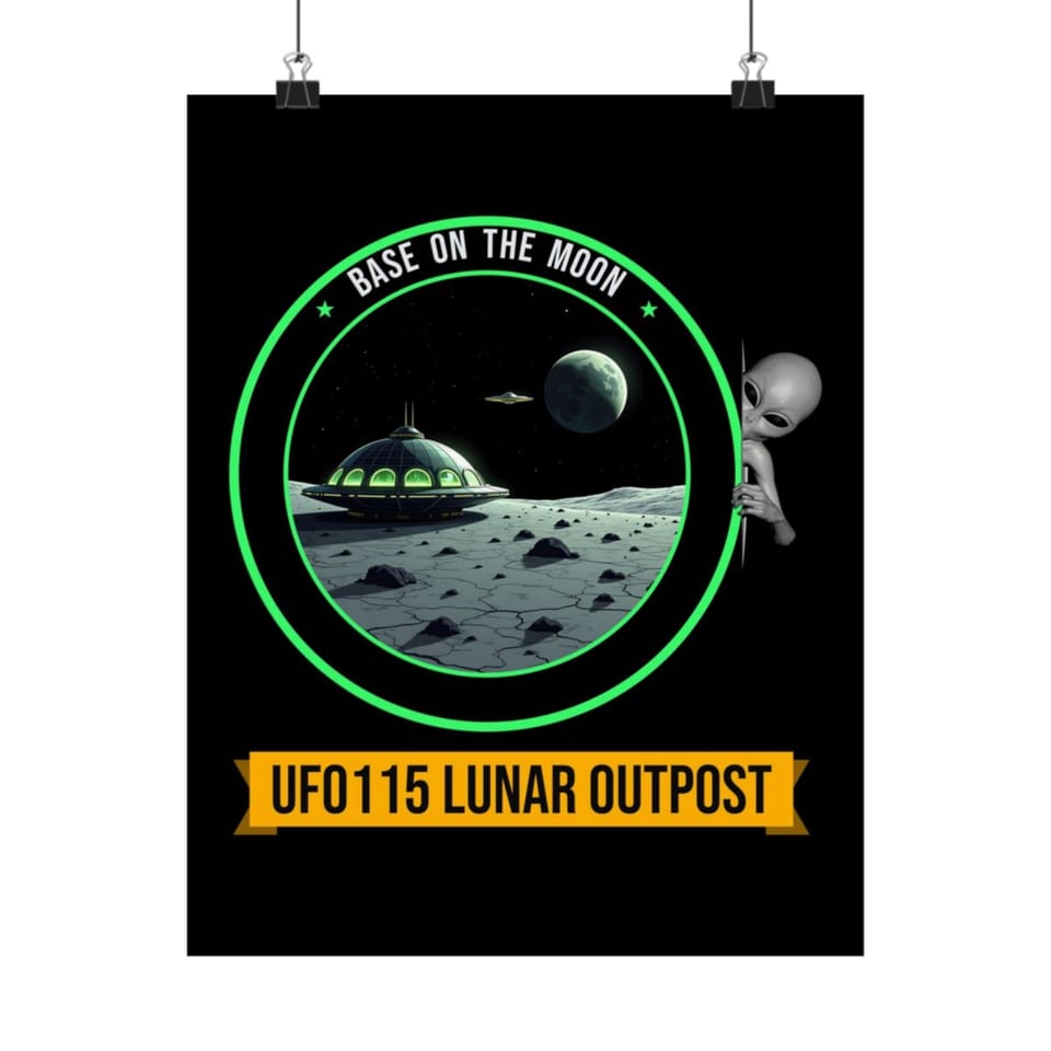 Base on the Moon Mission Patch Poster, front view (Printify product mockup)