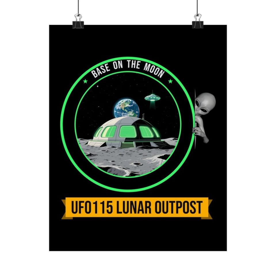 Base on the Moon Mission Patch Poster, front view (Printify product mockup)