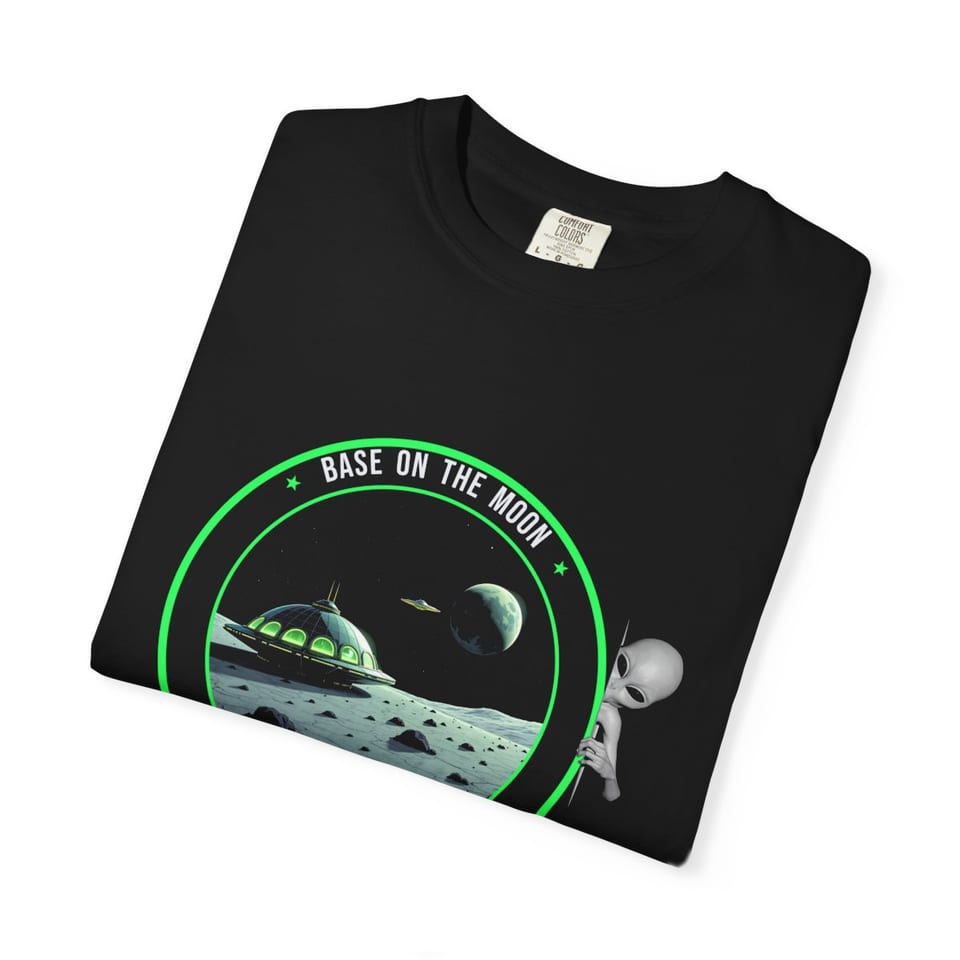 Base on the Moon Mission Patch Tee, folded view (Printify product mockup)