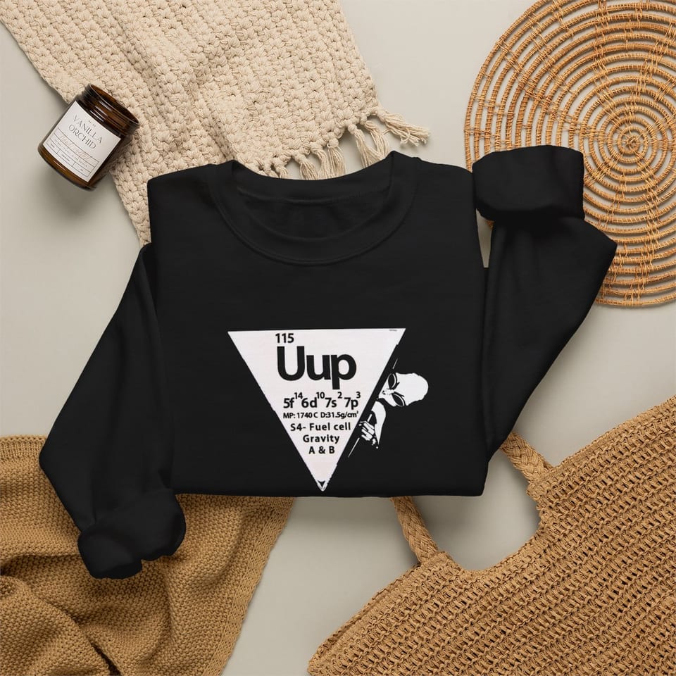 Element 115 Fuel Cell Crewneck Sweatshirt, folded 2 view (Printify product mockup)