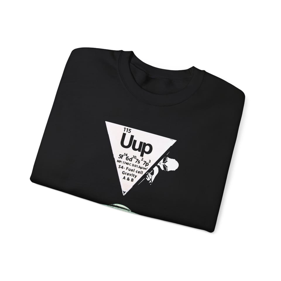 Element 115 Fuel Cell Crewneck Sweatshirt, folded view (Printify product mockup)