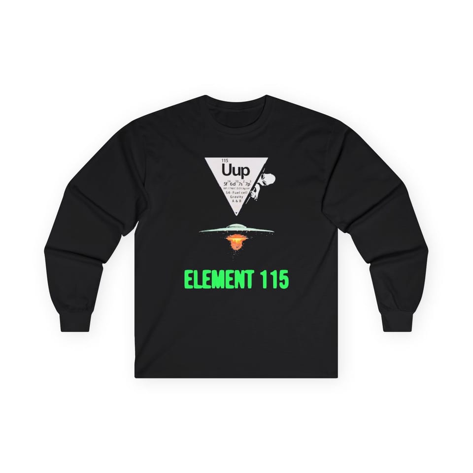 Element 115 Fuel Cell Long Sleeve Tee, front view (Printify product mockup)