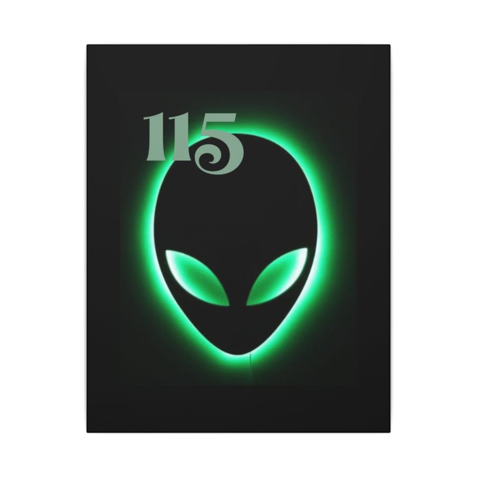 Element 115 Glowing Alien Grey Canvas, front view (Printify product mockup)