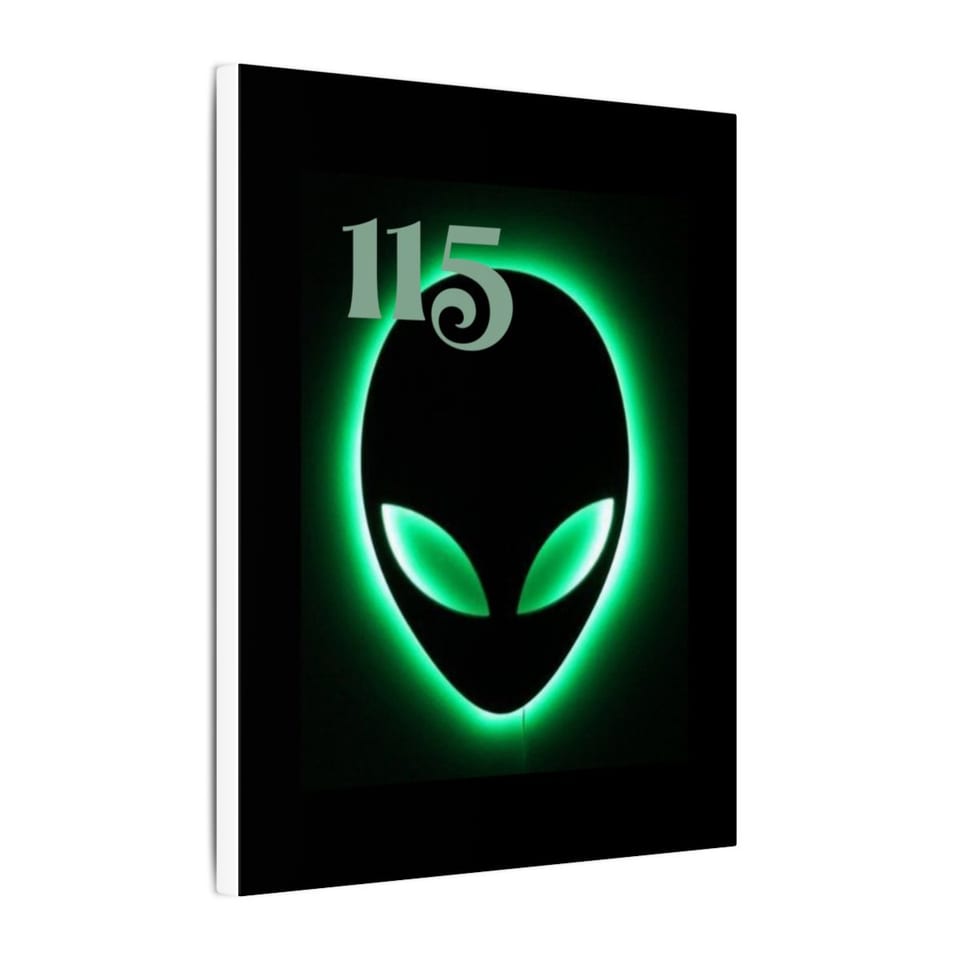 Element 115 Glowing Alien Grey Canvas, side view (Printify product mockup)