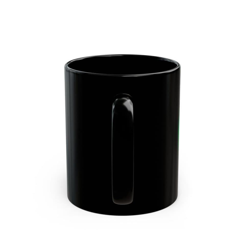 Element 115 Glowing Alien Grey Mug, back view (Printify product mockup)