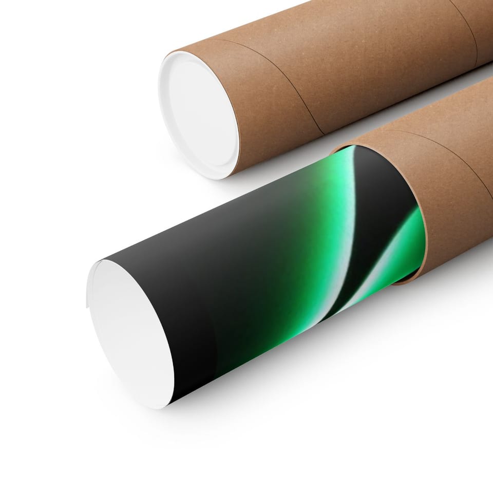 Element 115 Glowing Alien Grey Poster, close up view (Printify product mockup)