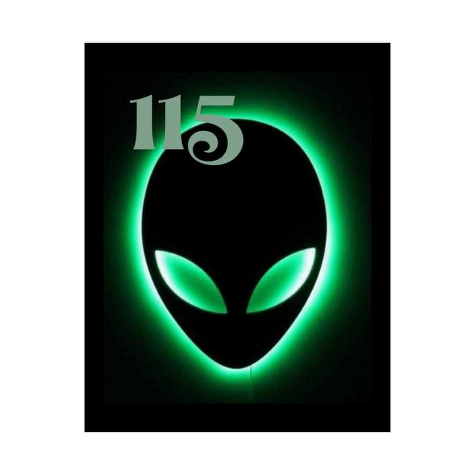 Element 115 Glowing Alien Grey Poster, front 2 view (Printify product mockup)