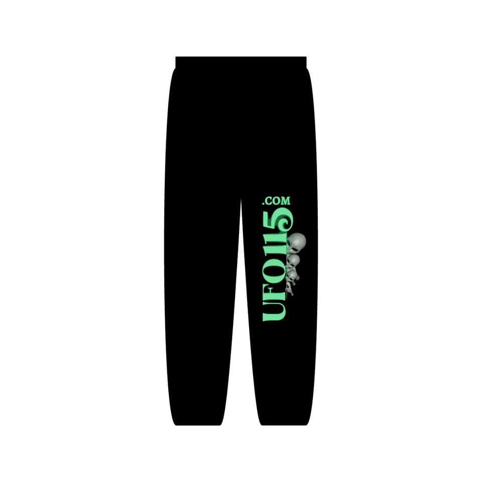 Element 115 Glowing Alien Grey Sweatpants, front view (Printify product mockup)