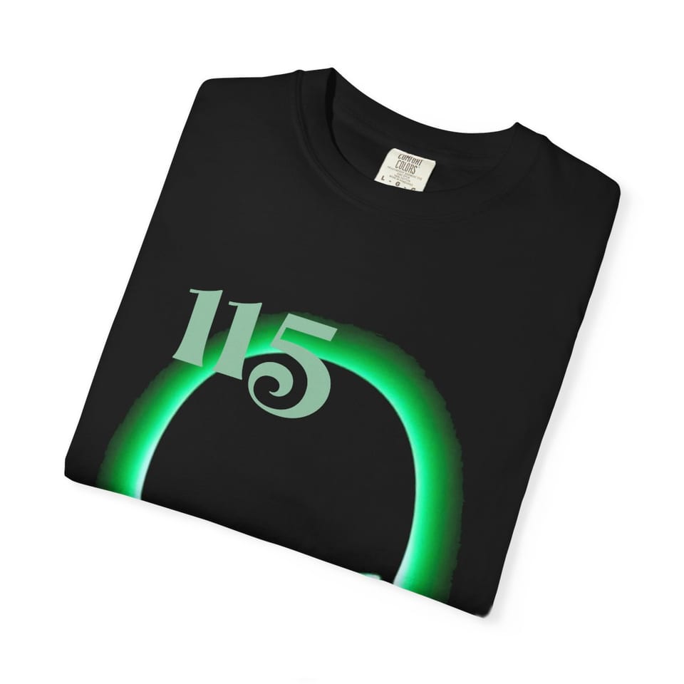 Element 115 Glowing Alien Grey Tee, folded view (Printify product mockup)