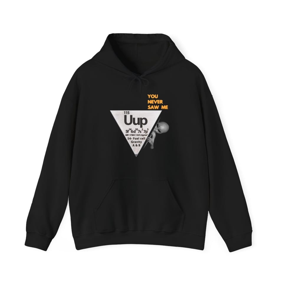 Uup 115 "You Never Saw Me" Hoodie, front view (Printify product mockup)