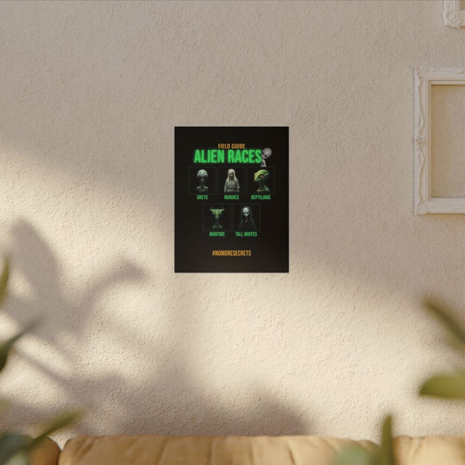 Field Guide to Alien Races Canvas, context 1 view (Printify product mockup)