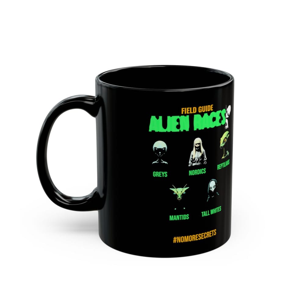 Field Guide to Alien Races Mug, left view (Printify product mockup)