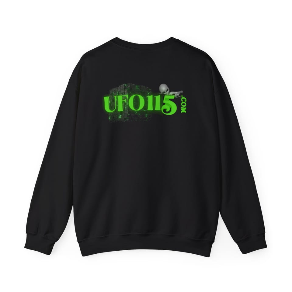 Government Denial Is Futile Crewneck Sweatshirt, back view (Printify product mockup)