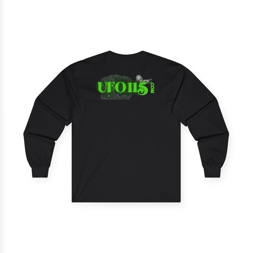 Government Denial Is Futile Long Sleeve Tee, back view (Printify product mockup)