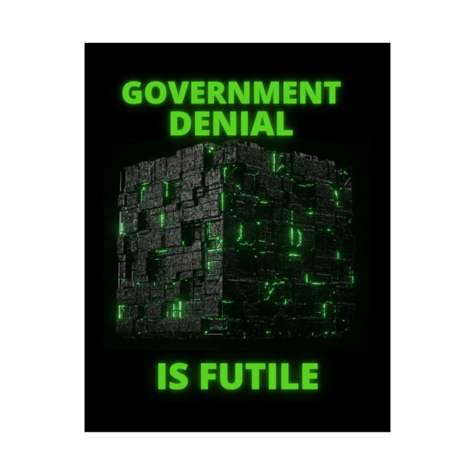 Government Denial Is Futile Poster, front 2 view (Printify product mockup)
