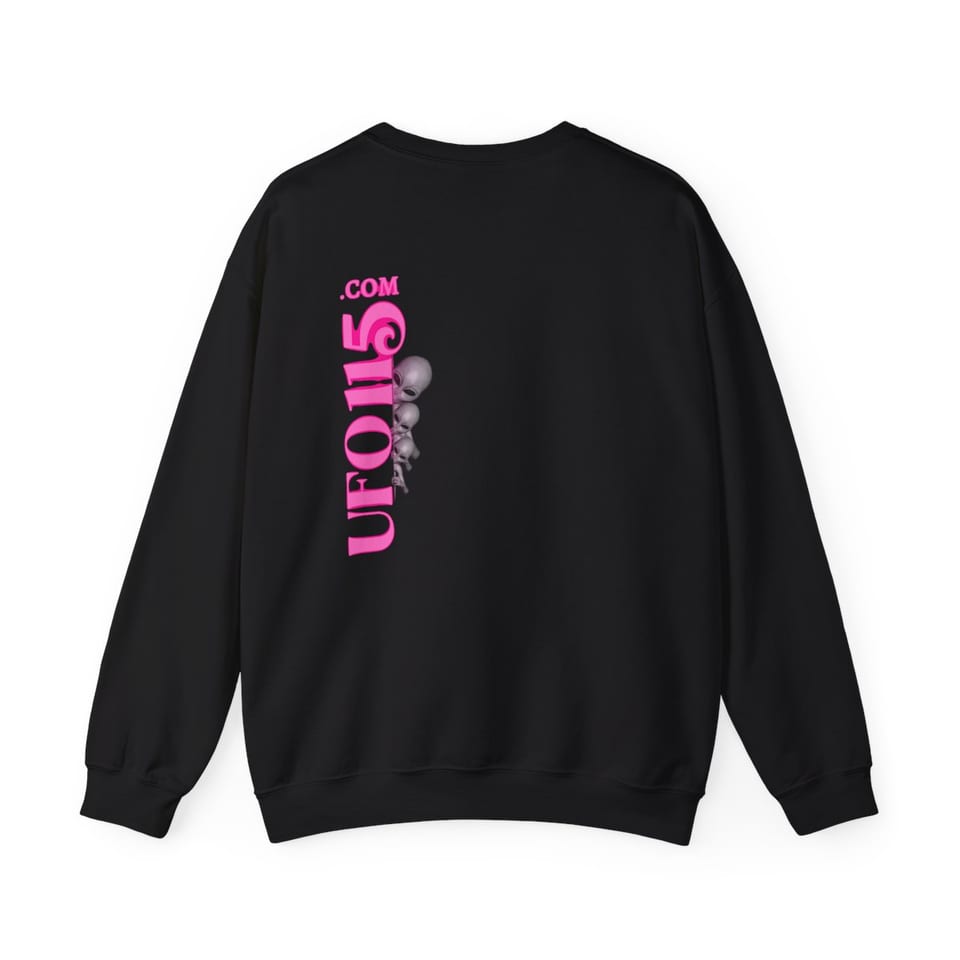 Have a Nice Day Alien Crewneck Sweatshirt, back view (Printify product mockup)