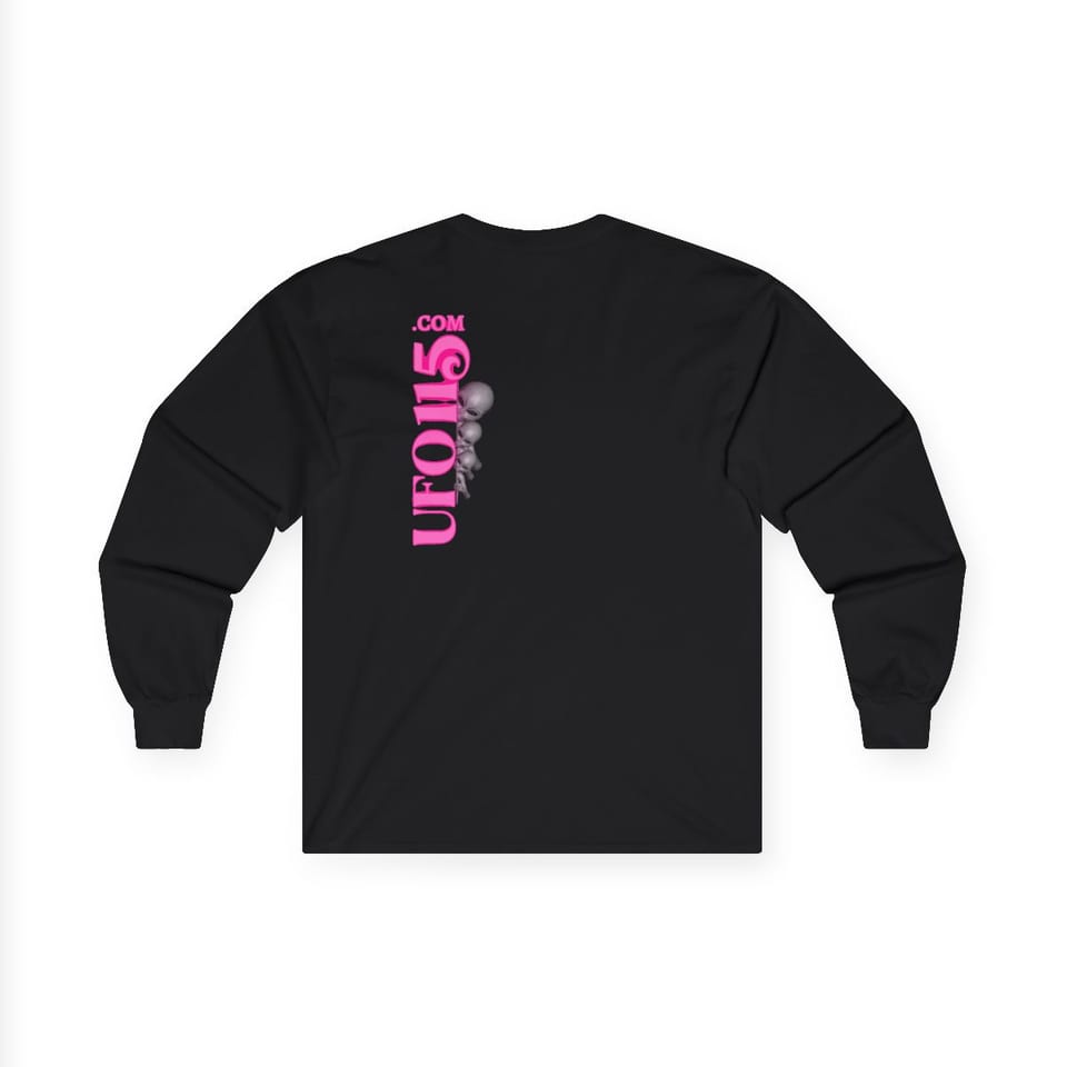 Have a Nice Day Alien Long Sleeve Tee, back view (Printify product mockup)