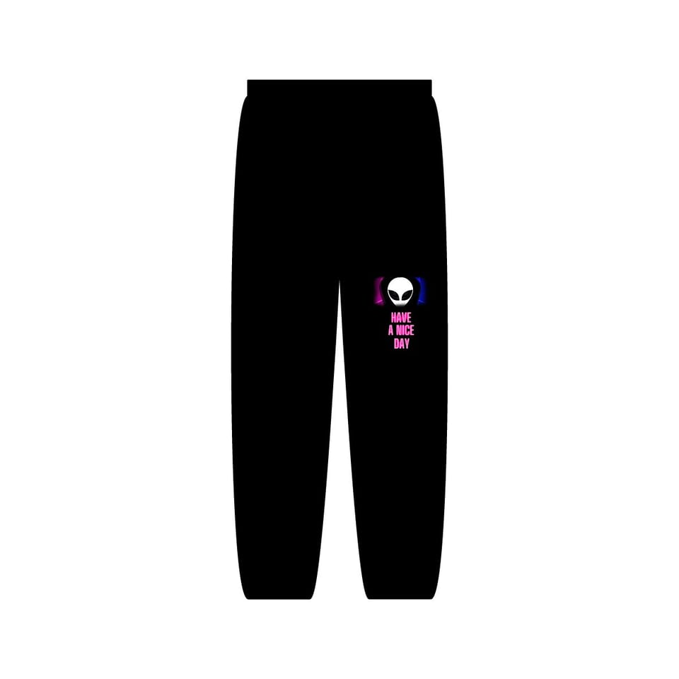 Have a Nice Day Alien Sweatpants, back view (Printify product mockup)