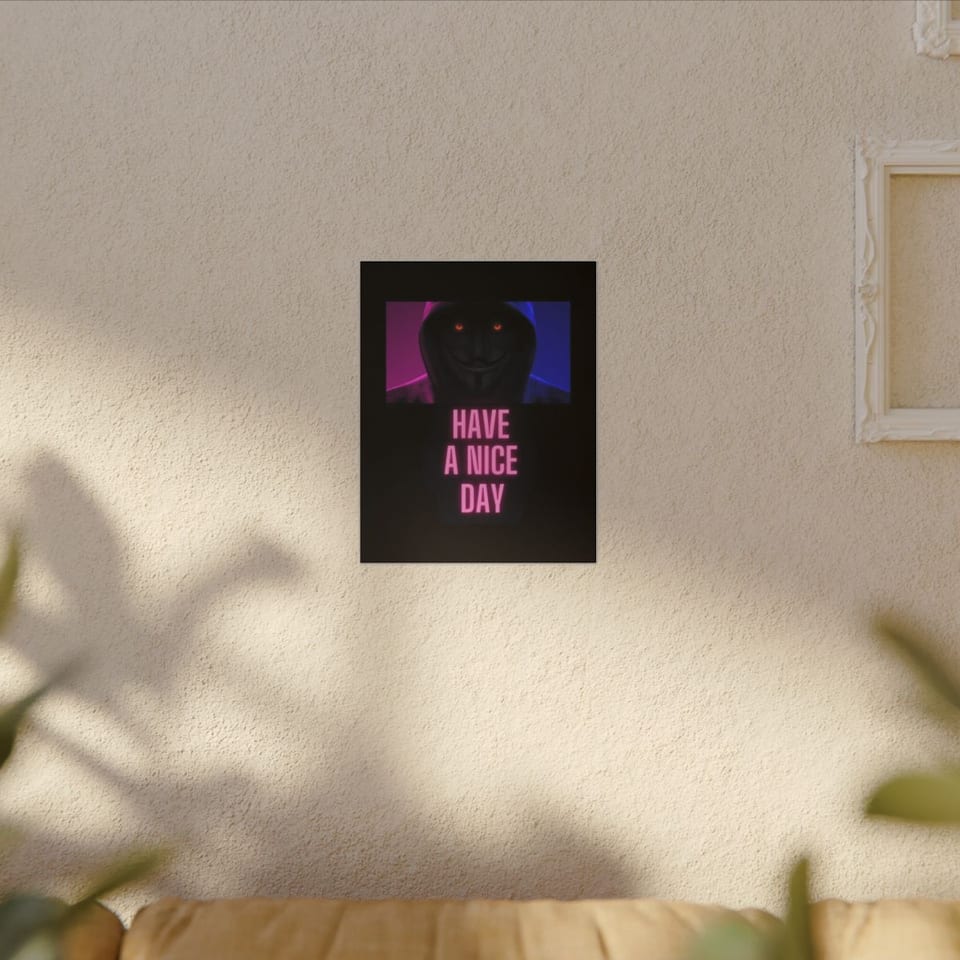 Have a Nice Day Mask Canvas, context 1 view (Printify product mockup)