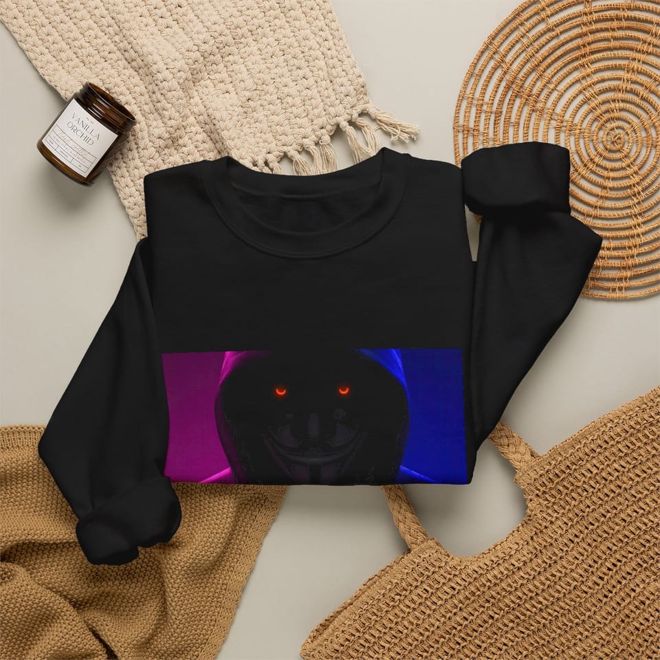 Have a Nice Day Mask Crewneck Sweatshirt, folded 2 view (Printify product mockup)