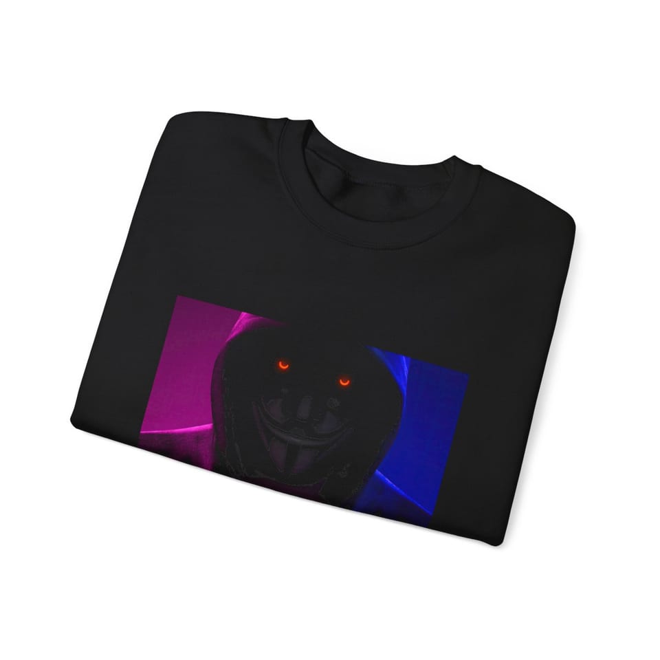 Have a Nice Day Mask Crewneck Sweatshirt, folded view (Printify product mockup)