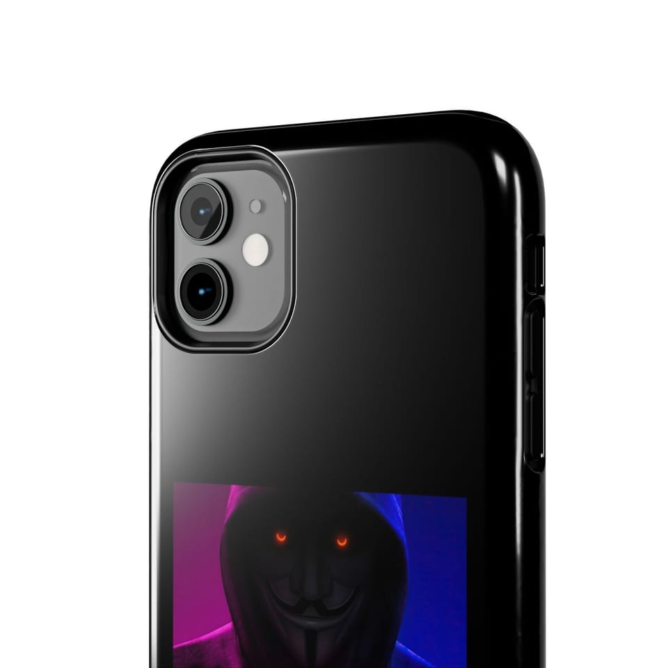 Have a Nice Day Mask Phone Case, close up view (Printify product mockup)