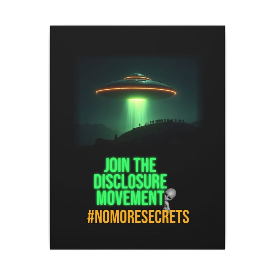 Join the Disclosure Movement Canvas, front view (Printify product mockup)
