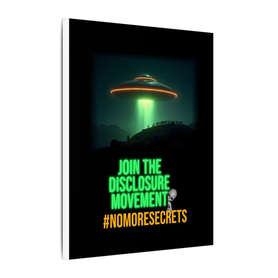 Join the Disclosure Movement Canvas, side view (Printify product mockup)