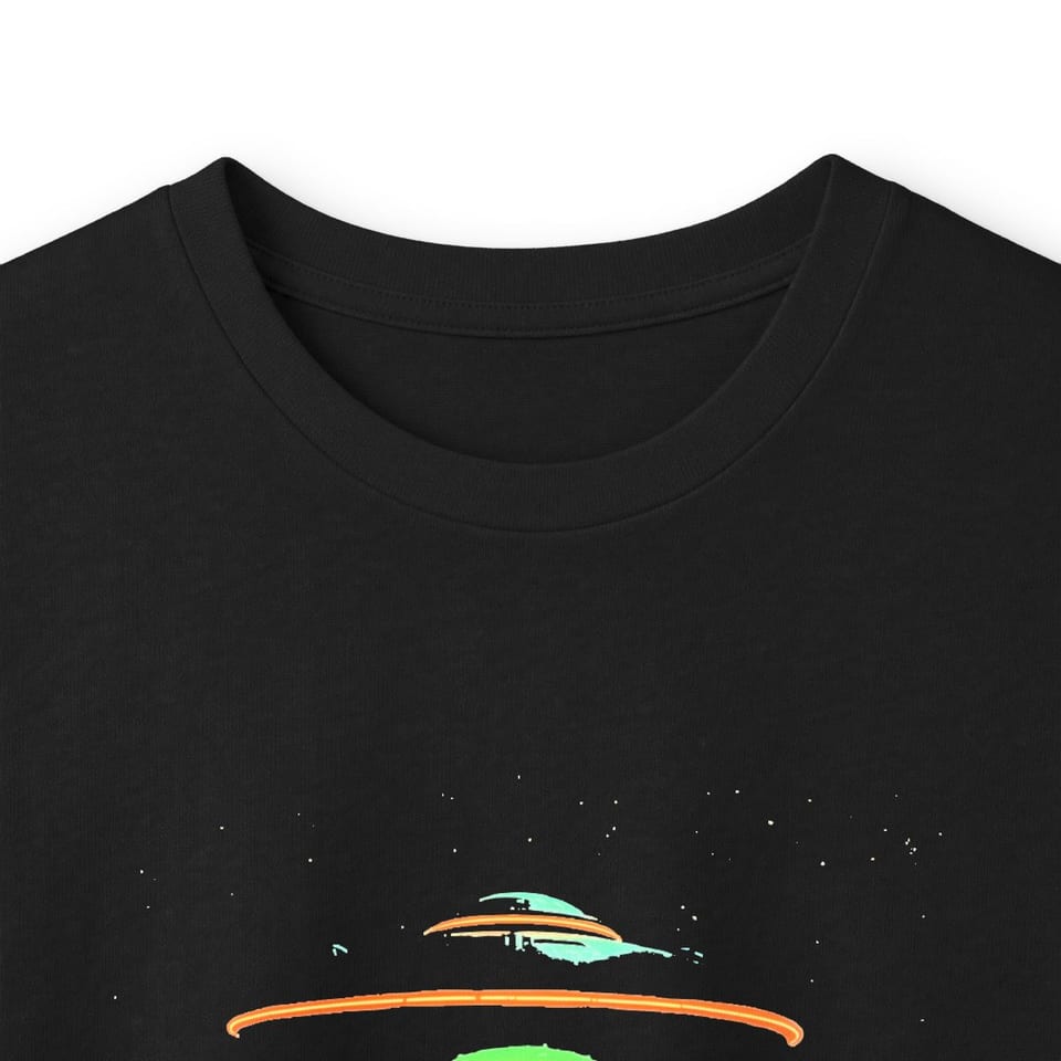 Join the Disclosure Movement Long Sleeve Tee, collar closeup view (Printify product mockup)