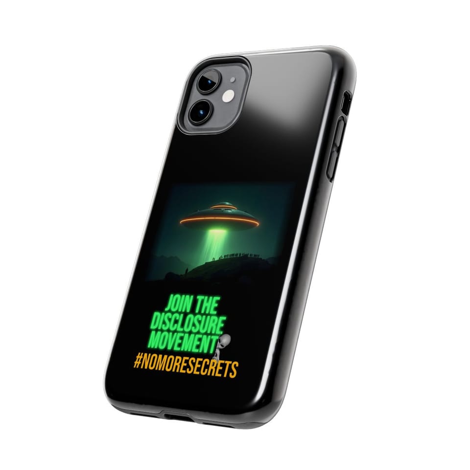 Join the Disclosure Movement Phone Case, side view (Printify product mockup)