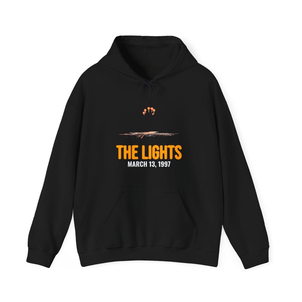 Lights Over the Desert 1997 Hoodie, front view (Printify product mockup)