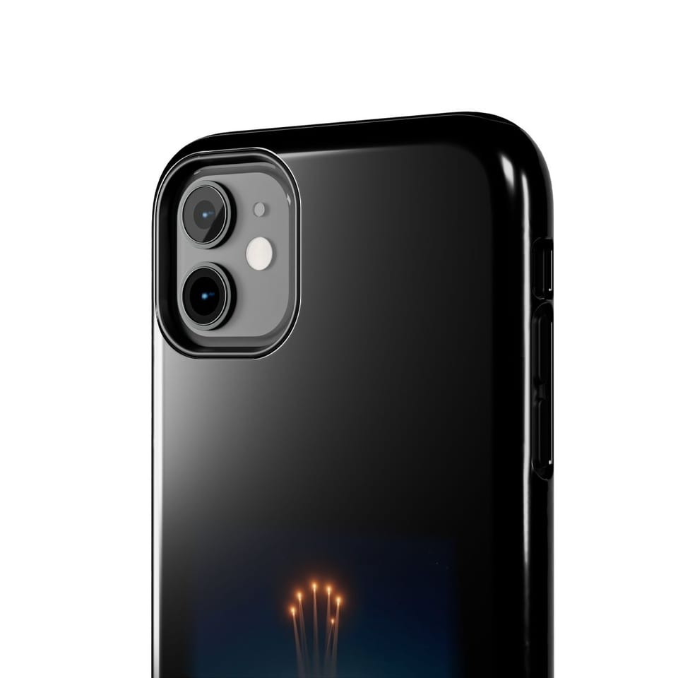 Lights Over the Desert 1997 Phone Case, close up view (Printify product mockup)