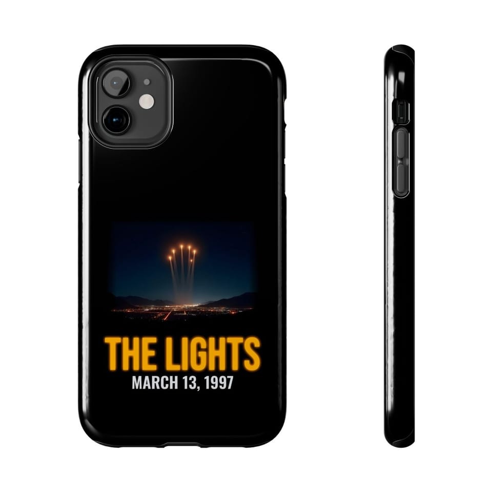 Lights Over the Desert 1997 Phone Case, front and-side view (Printify product mockup)