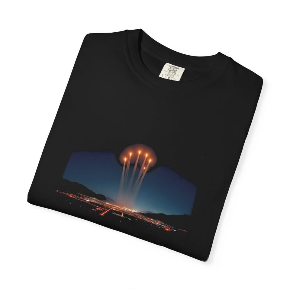 Lights Over the Desert 1997 Tee, folded view (Printify product mockup)