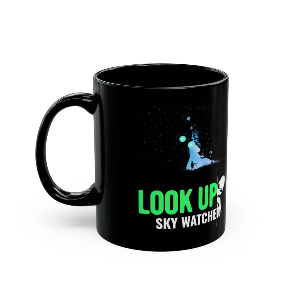 Look Up Sky Watcher Mug, left view (Printify product mockup)