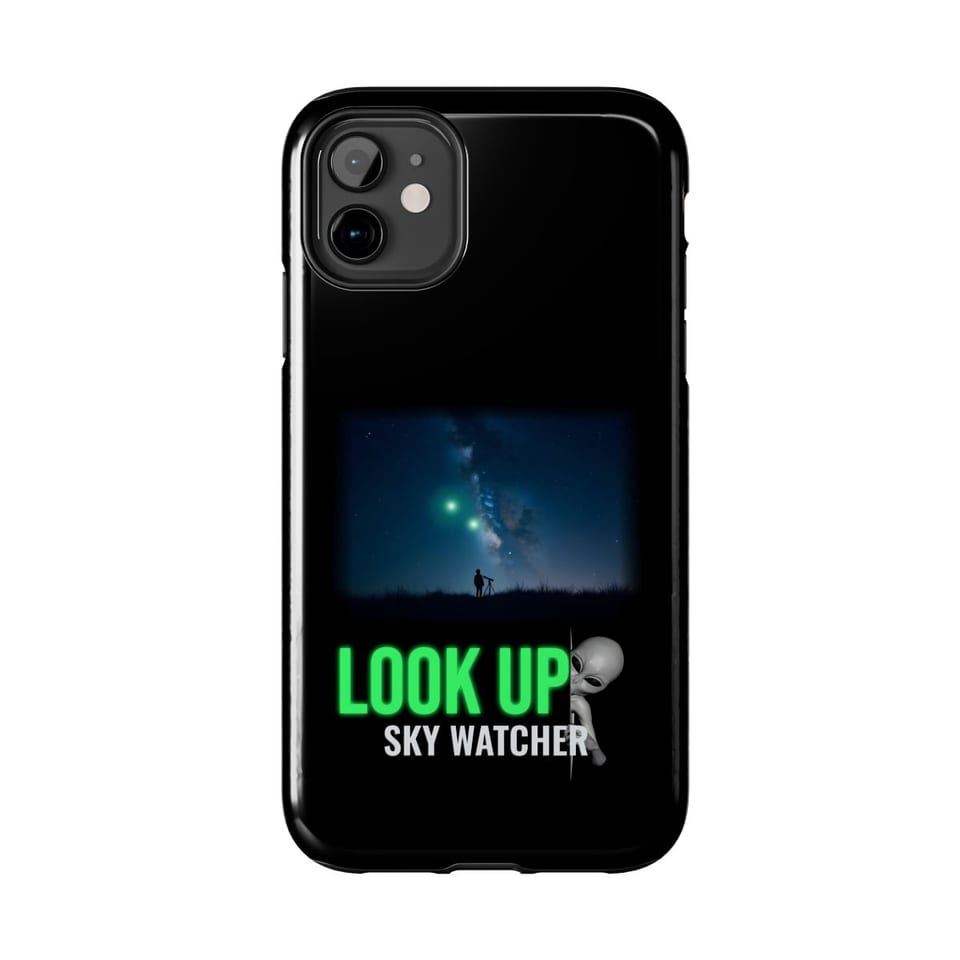 Look Up Sky Watcher Phone Case, front view (Printify product mockup)