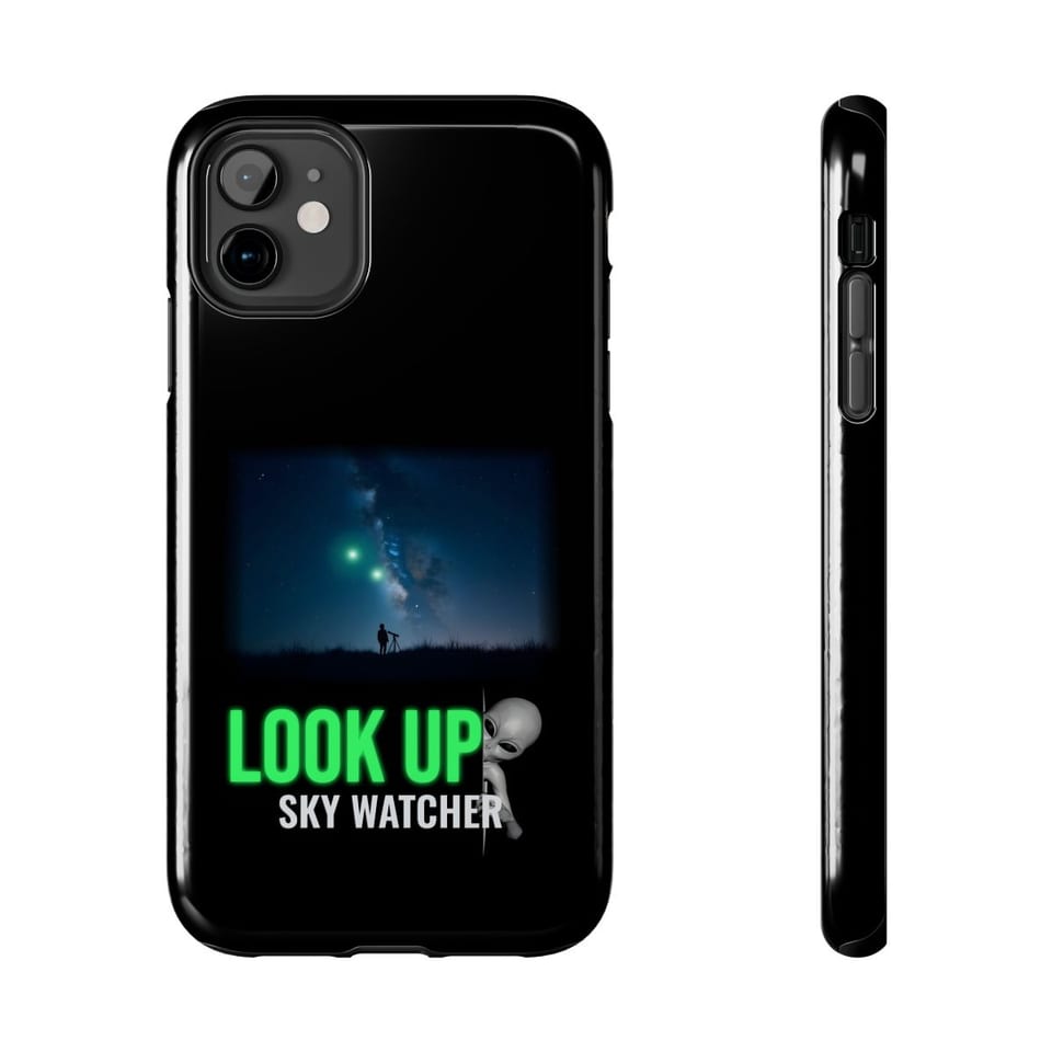 Look Up Sky Watcher Phone Case, front and-side view (Printify product mockup)