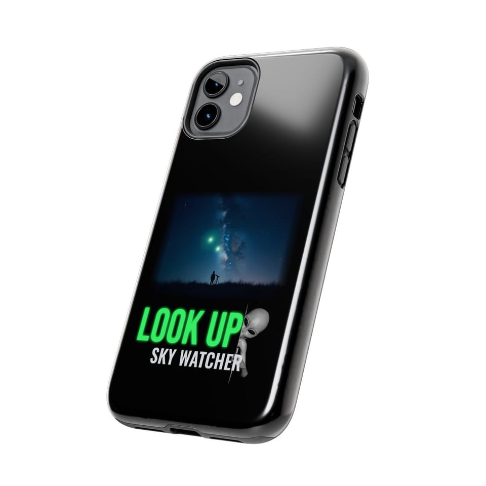 Look Up Sky Watcher Phone Case, side view (Printify product mockup)