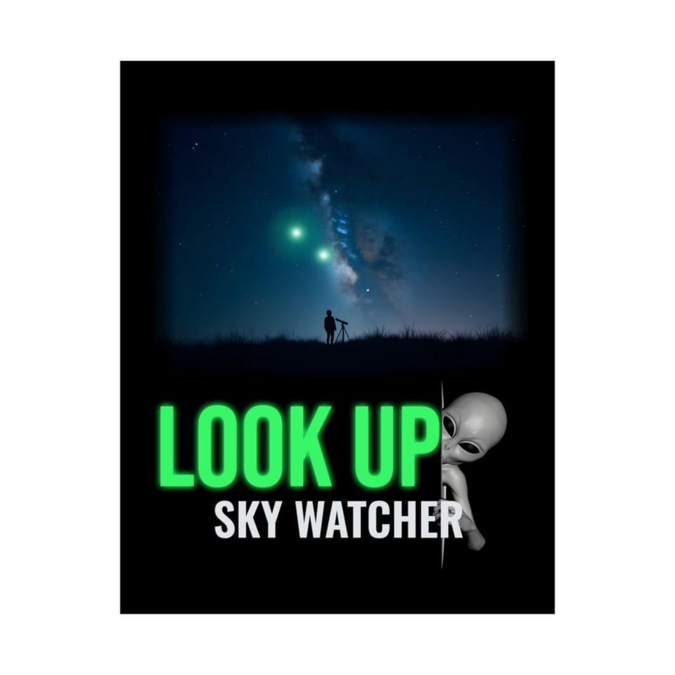 Look Up Sky Watcher Poster, front 2 view (Printify product mockup)