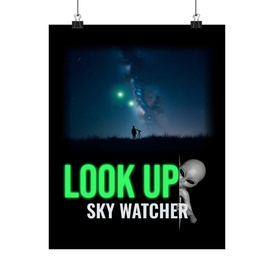 Look Up Sky Watcher Poster, front view (Printify product mockup)
