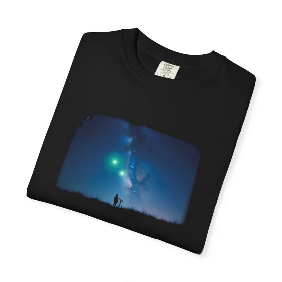 Look Up Sky Watcher Tee, folded view (Printify product mockup)