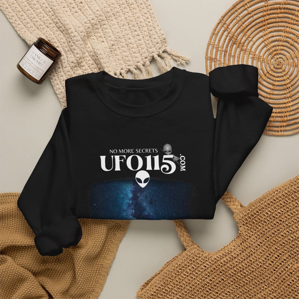 Mayan Pyramid Milky Way Crewneck Sweatshirt, folded 2 view (Printify product mockup)