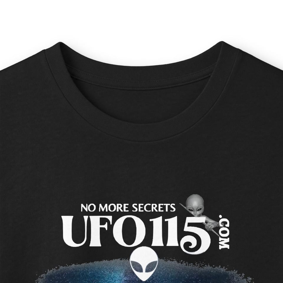 Mayan Pyramid Milky Way Long Sleeve Tee, collar closeup view (Printify product mockup)