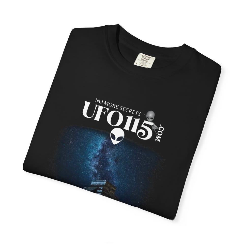Mayan Pyramid Milky Way Tee, folded view (Printify product mockup)