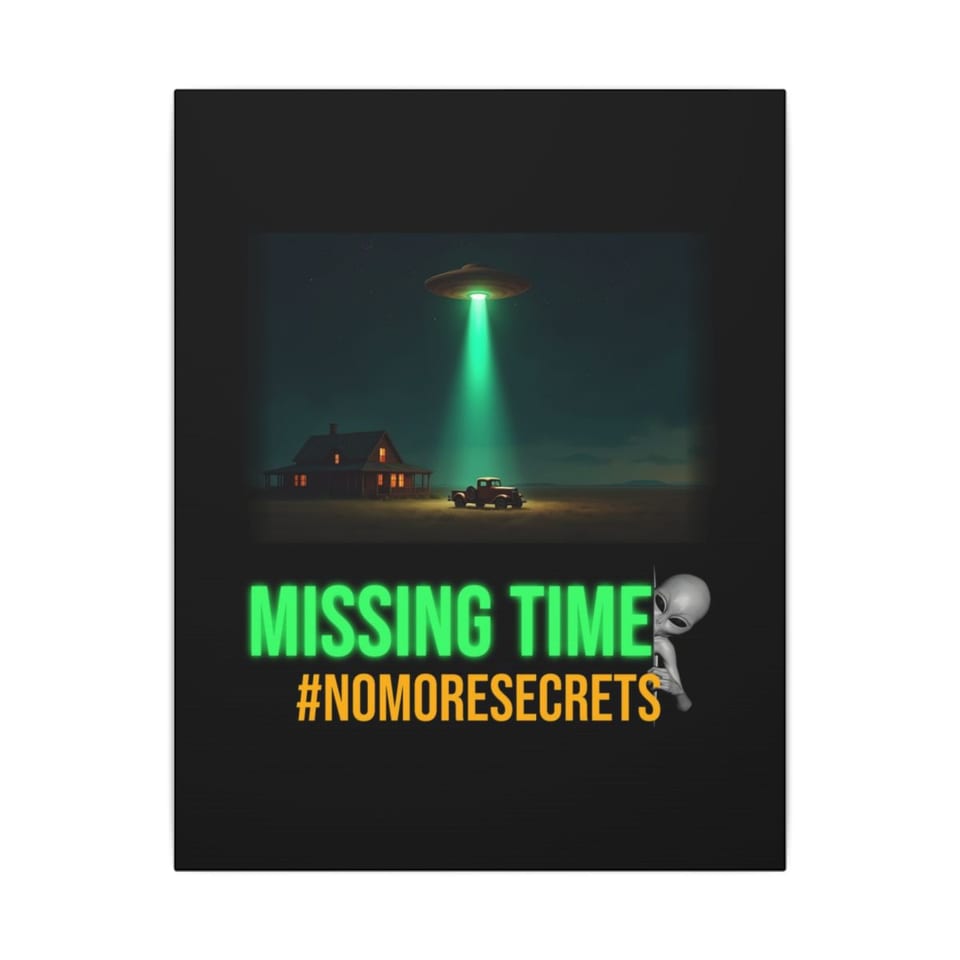 Missing Time Canvas, front view (Printify product mockup)