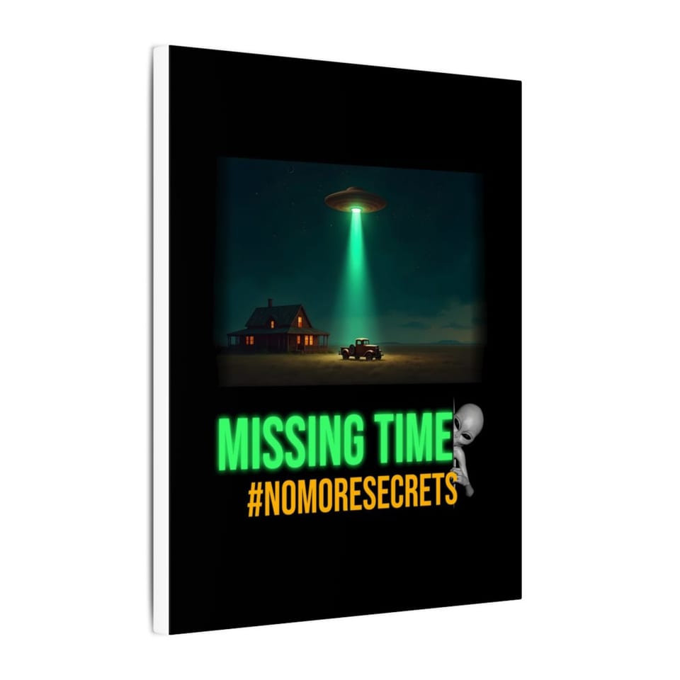 Missing Time Canvas, side view (Printify product mockup)