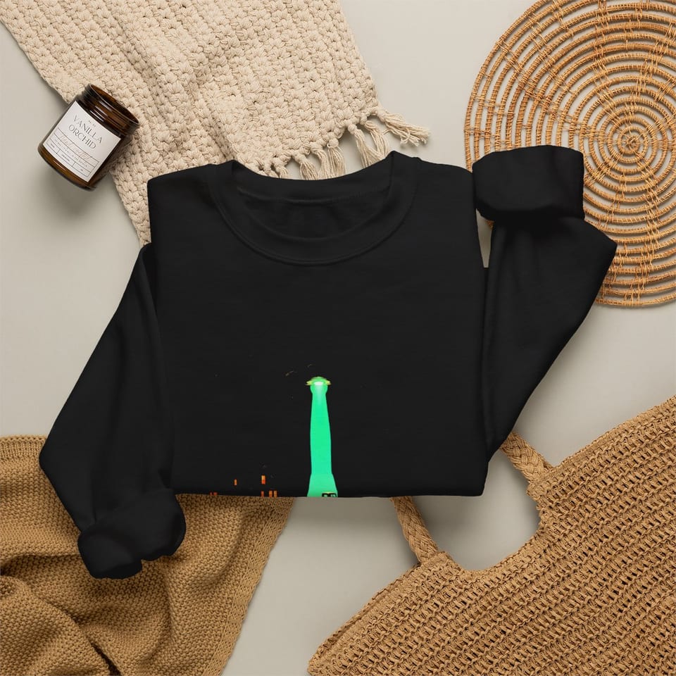 Missing Time Crewneck Sweatshirt, folded 2 view (Printify product mockup)