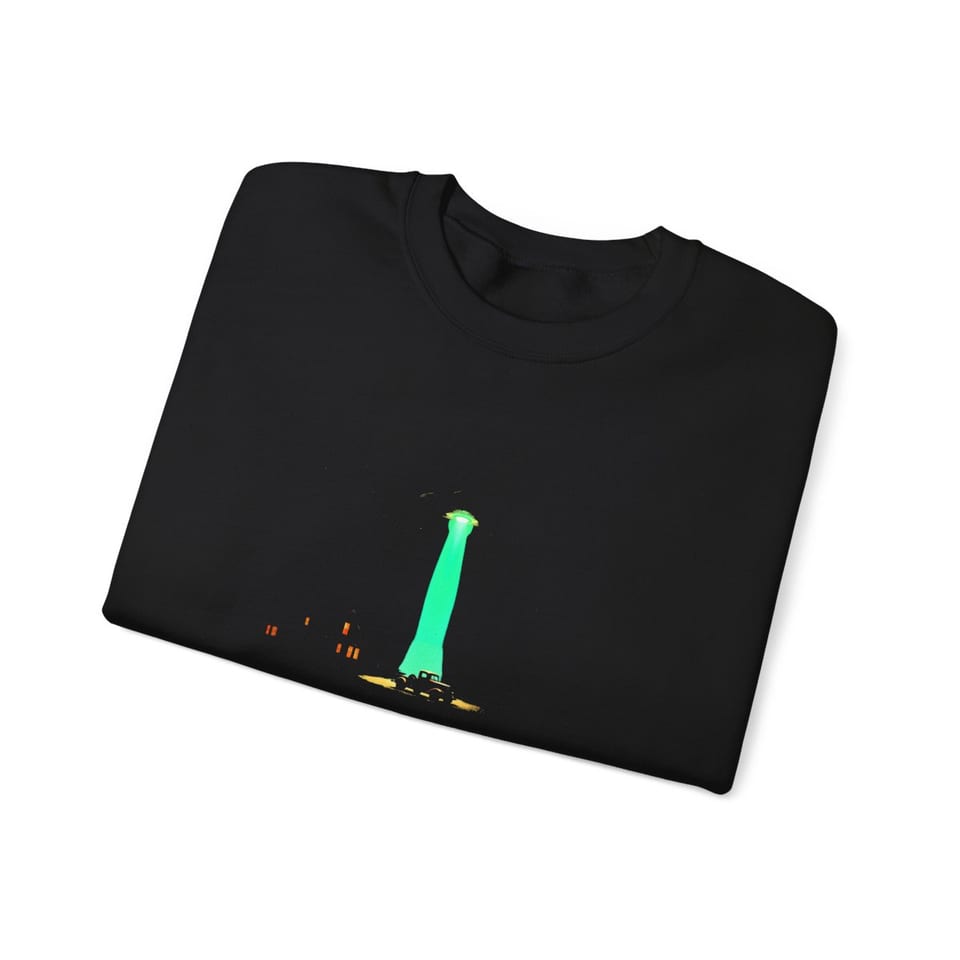 Missing Time Crewneck Sweatshirt, folded view (Printify product mockup)